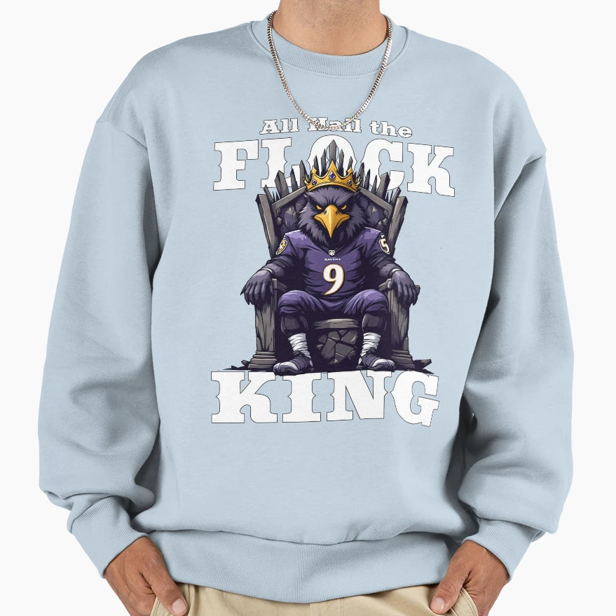 All Hail Flock King Football Ravens Gift Sweatshirt - Unique Graphic Unisex - T-Shirt, Sweatshirt, Hoodie