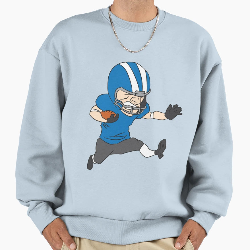 American Football Player Runs Sweatshirt - Novelty Apparel for Adults - T-Shirt, Sweatshirt, Hoodie