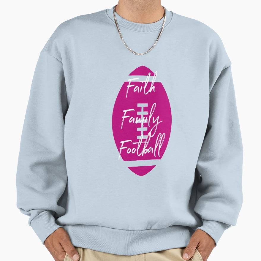 Faith Family Football Southern Fall Sweatshirt - Minimalist Print Men Women - T-Shirt, Sweatshirt, Hoodie