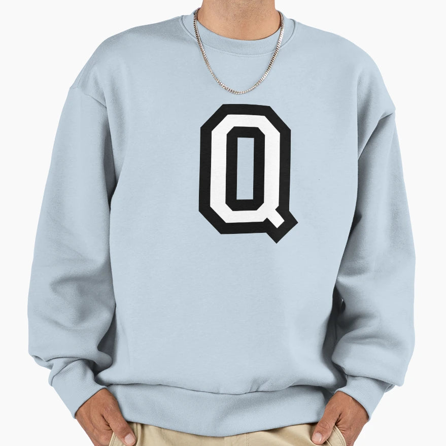 Letter Q Two Color Sweatshirt - Streetwear Style Unisex - T-Shirt, Sweatshirt, Hoodie