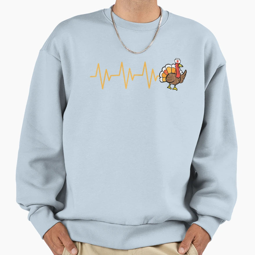 Heartbeat Turkey Nurse Sweatshirt - Casual Everyday Wear for Adults - T-Shirt, Sweatshirt, Hoodie