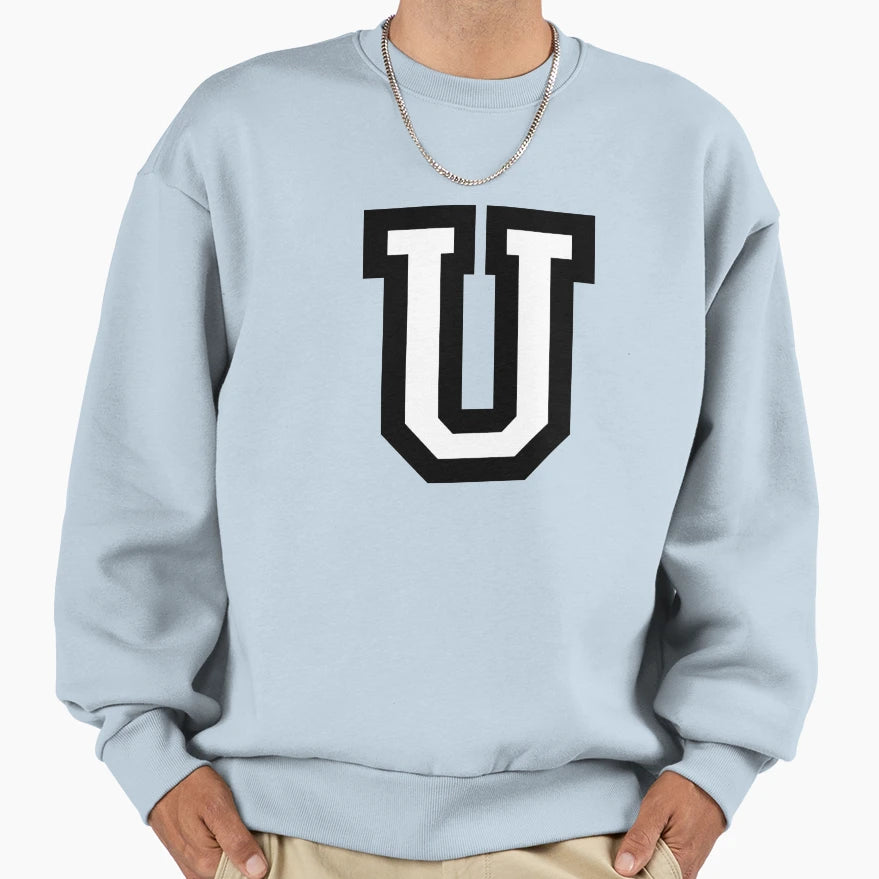 Letter U Two Color Sweatshirt - Custom Art Print Men Women - T-Shirt, Sweatshirt, Hoodie