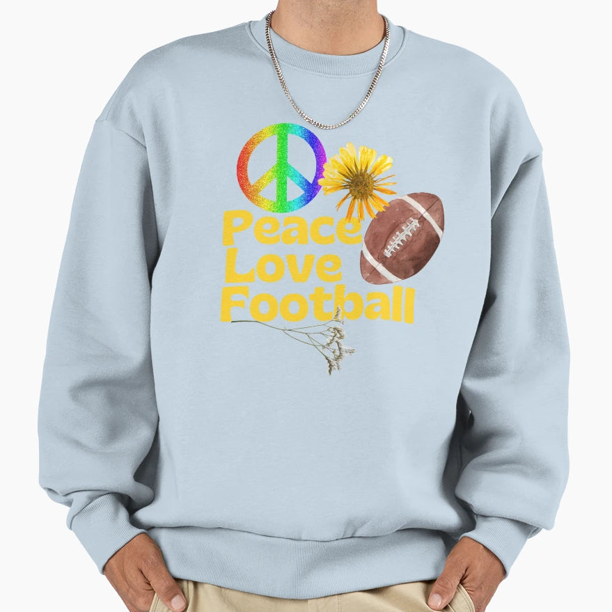 Peace Love Football Peace Sign Sweatshirt - Aesthetic Graphic Men Women - T-Shirt, Sweatshirt, Hoodie