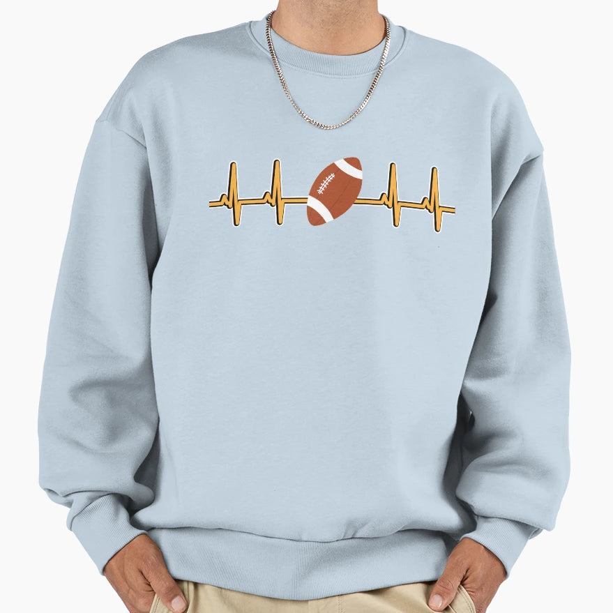 Football Picture Ecg Heartbeat Heart Sweatshirt - Unique Graphic Unisex - T-Shirt, Sweatshirt, Hoodie