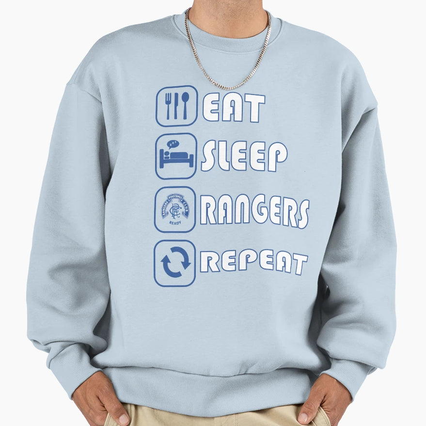 Eat Sleep Football Repeat Rangers Sweatshirt - Unique Graphic for Adults - T-Shirt, Sweatshirt, Hoodie