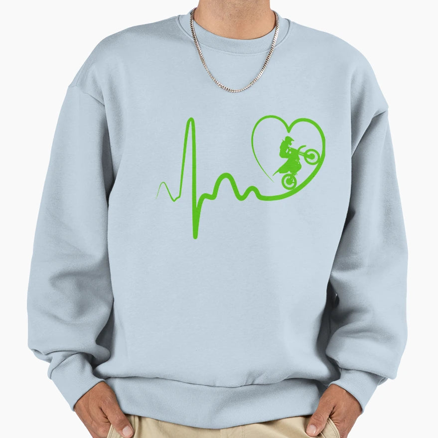Dirt Bike Heartbeat Sweatshirt - Graphic Print for Adults - T-Shirt, Sweatshirt, Hoodie
