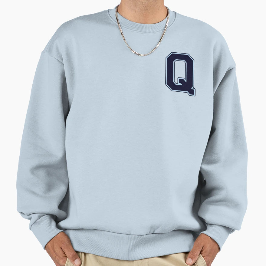 Navy Blue Letter Q Initial Sweatshirt - Minimalist Print for Adults - T-Shirt, Sweatshirt, Hoodie