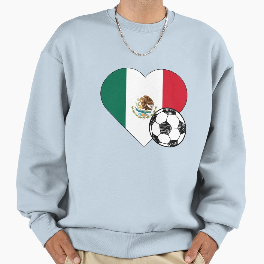Mexico Soccer Heart Sweatshirt - Novelty Apparel for Adults - T-Shirt, Sweatshirt, Hoodie