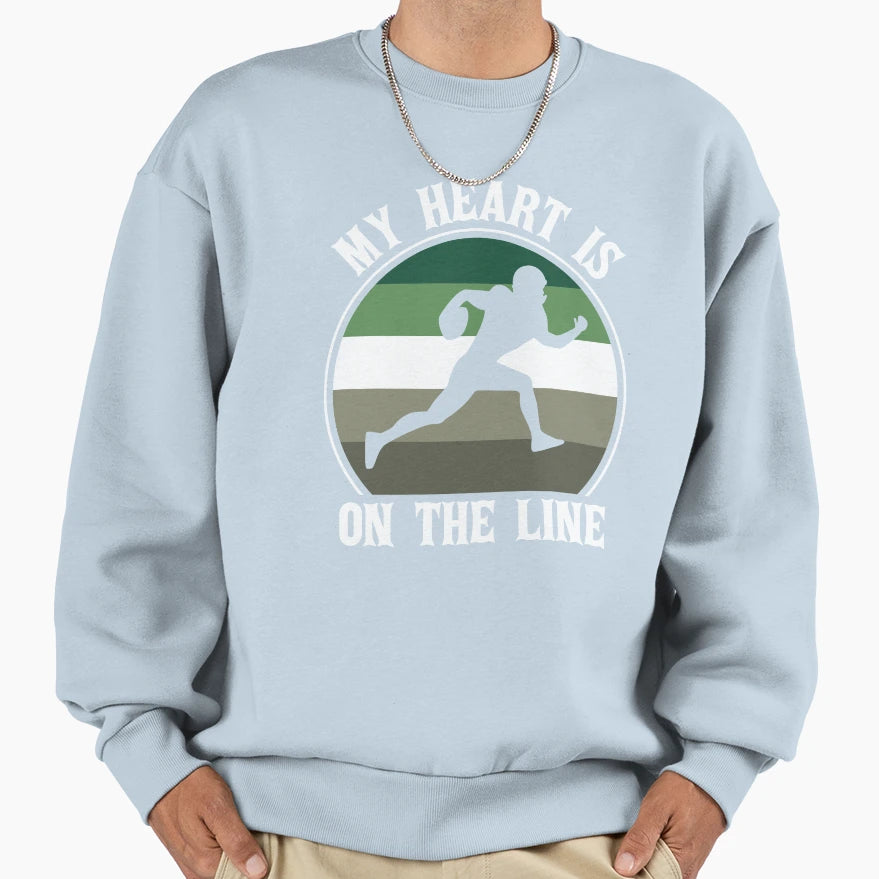 My Heart Is Line Football Love Sweatshirt - Novelty Apparel Unisex - T-Shirt, Sweatshirt, Hoodie