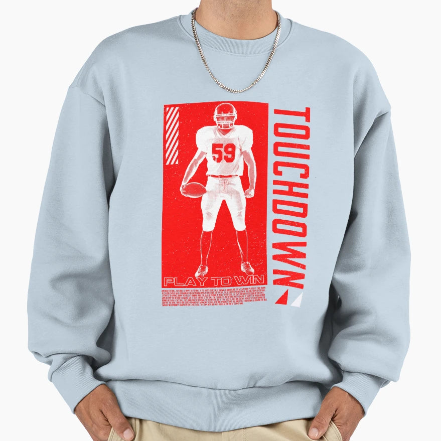 American Football Player Touchdown Sweatshirt - Unique Graphic Unisex - T-Shirt, Sweatshirt, Hoodie