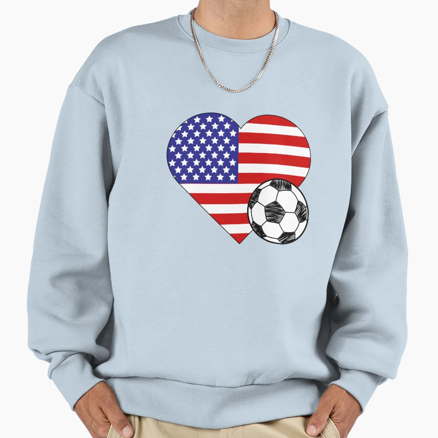 United States Soccer Heart Sweatshirt - Custom Art Print for Adults - T-Shirt, Sweatshirt, Hoodie