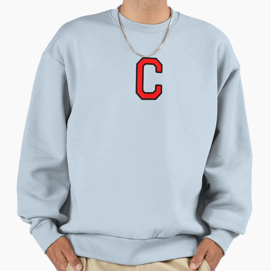 Red Letter C Monogram Minimal Initial Sweatshirt - Minimalist Print Unisex - T-Shirt, Sweatshirt, Hoodie