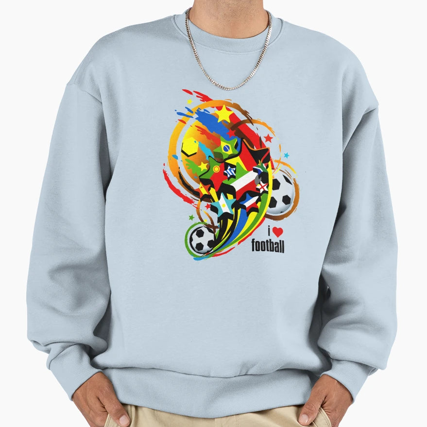 I Love Football Sweatshirt - Custom Art Print for Adults - T-Shirt, Sweatshirt, Hoodie