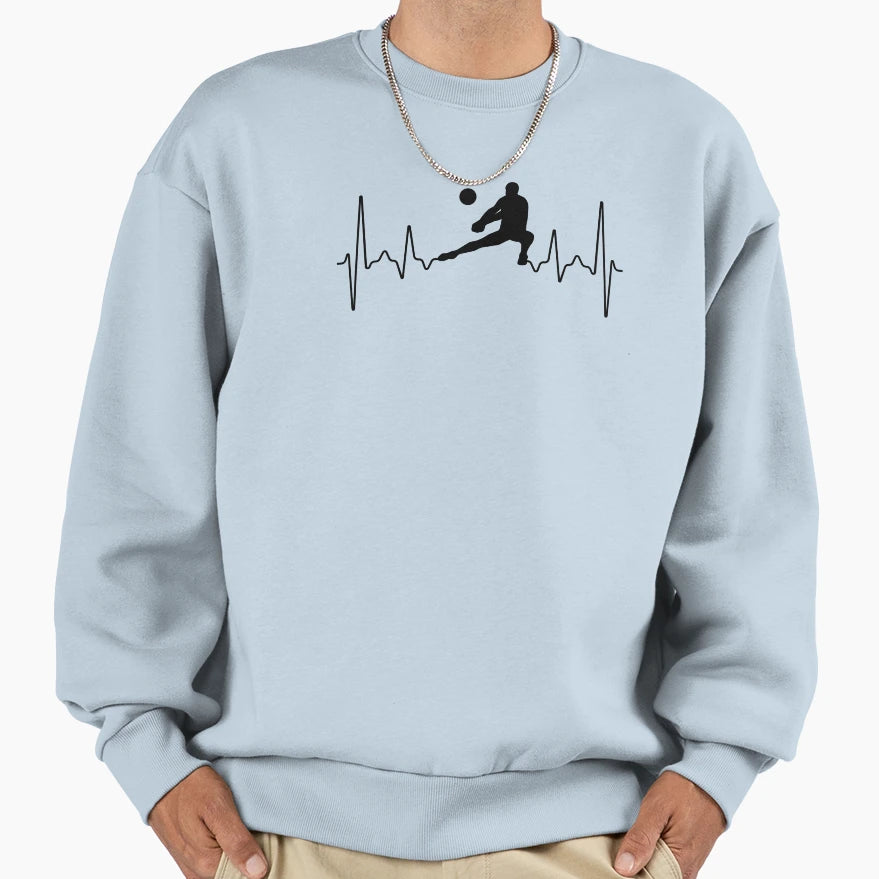 Volleyball Heartbeat Player Silhouette Sweatshirt - Graphic Print Unisex - T-Shirt, Sweatshirt, Hoodie