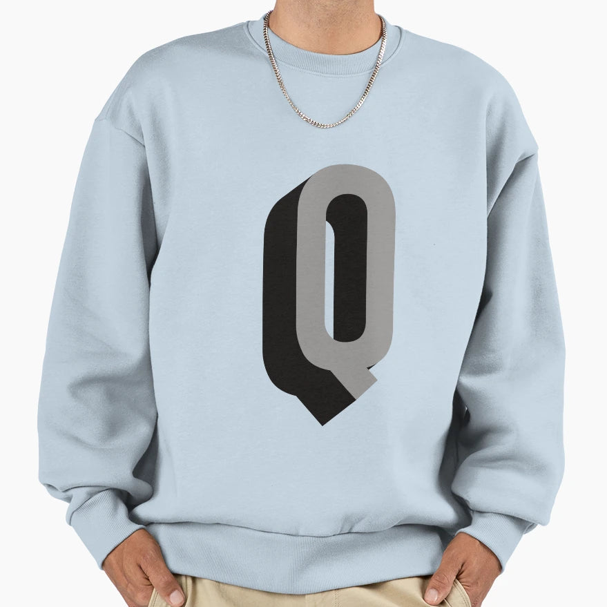 Grey And Black Q Film Noir Monogram Sweatshirt - Trendy Graphic Men Women - T-Shirt, Sweatshirt, Hoodie