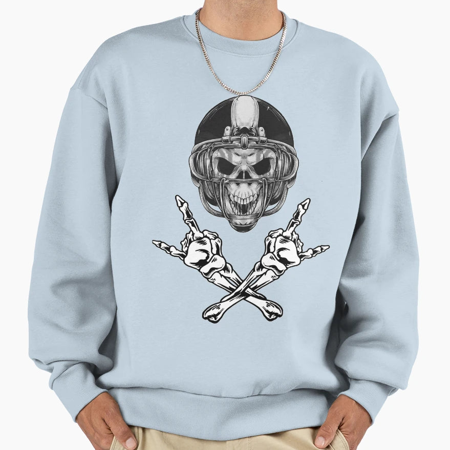 Football Helmet Skeleton Skull Head Sweatshirt - Unique Graphic Unisex - T-Shirt, Sweatshirt, Hoodie