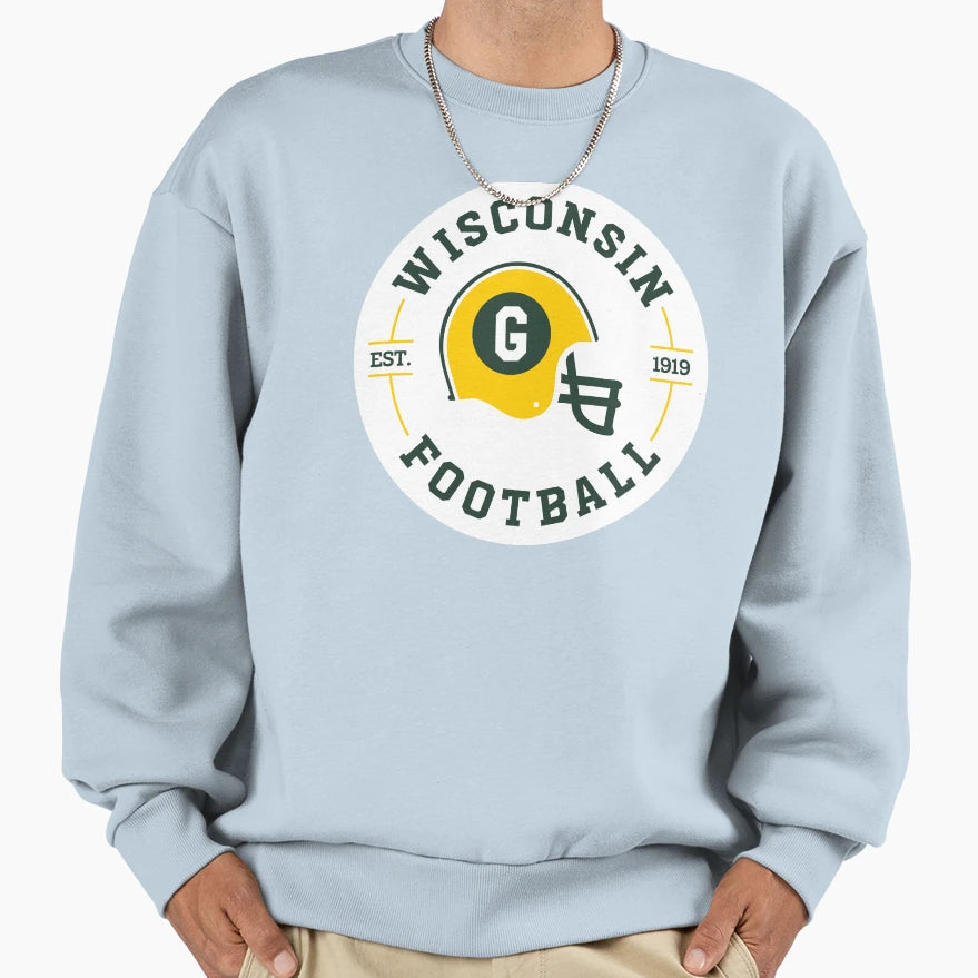 Wisconsin Football Badge Sweatshirt - Fun Novelty Design for Adults - T-Shirt, Sweatshirt, Hoodie