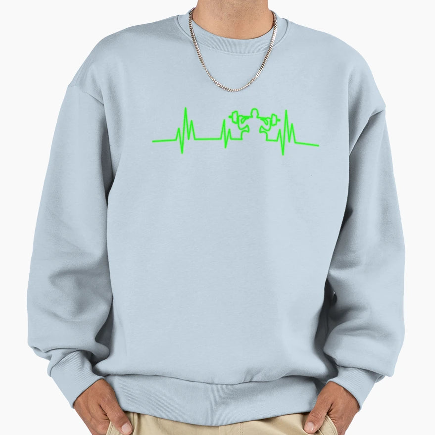 Heartbeat Weightlifting Sweatshirt - Graphic Print Men Women - T-Shirt, Sweatshirt, Hoodie