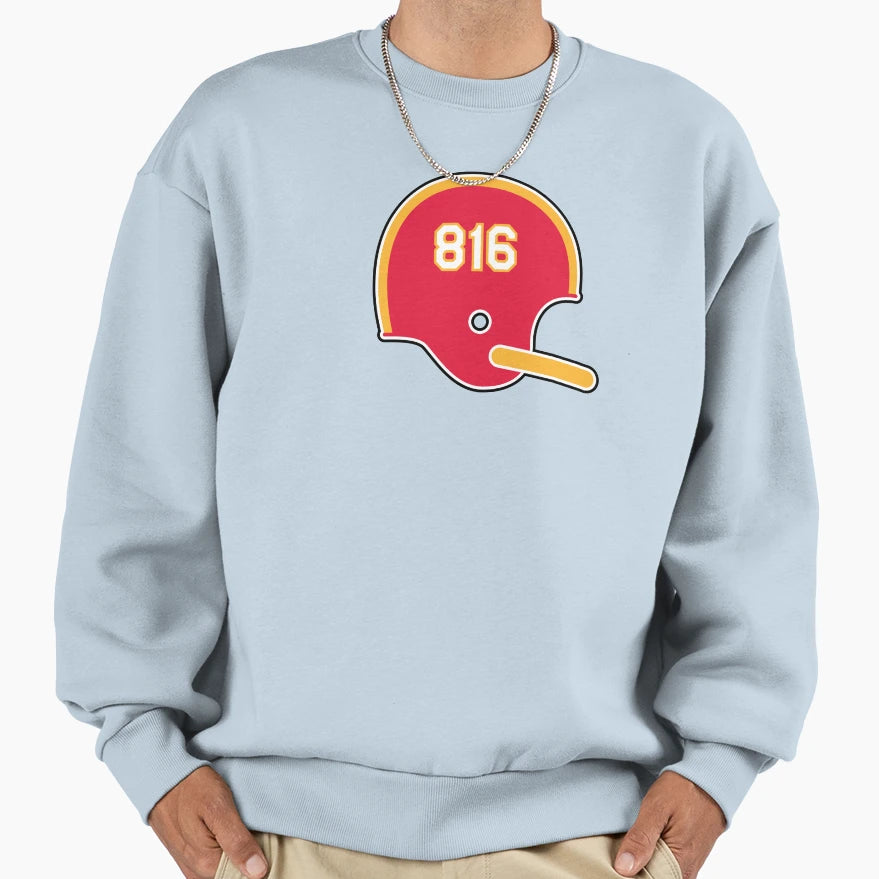 Kansas City Chiefs 816 Helmet Sweatshirt - Aesthetic Graphic Unisex - T-Shirt, Sweatshirt, Hoodie