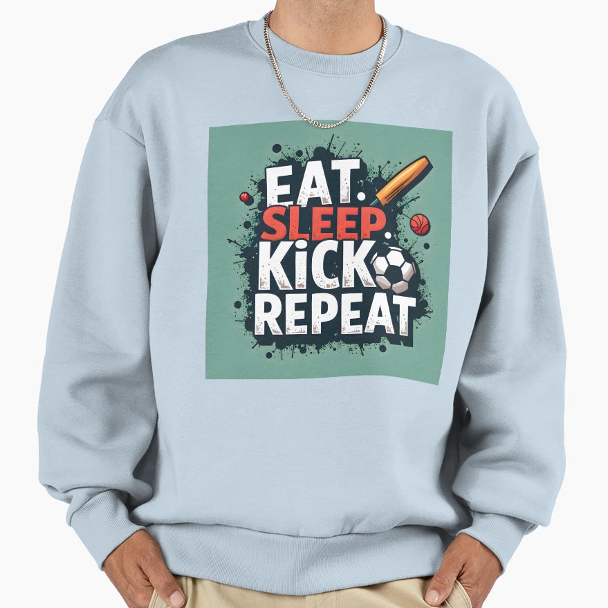 Eat Sleep Soccer Repeat Football Sweatshirt - Aesthetic Graphic for Adults - T-Shirt, Sweatshirt, Hoodie