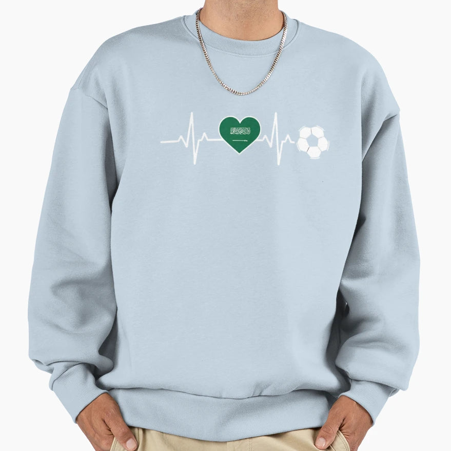 Saudi Arabia Football Heartbeat Sweatshirt - Unique Graphic Unisex - T-Shirt, Sweatshirt, Hoodie