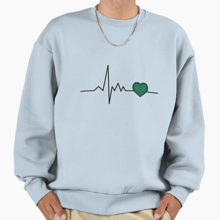Cardiogram Emerald Heart Sweatshirt - Aesthetic Graphic for Adults - T-Shirt, Sweatshirt, Hoodie