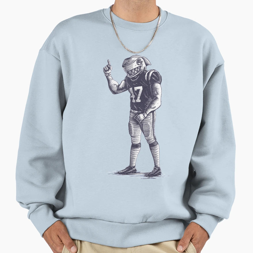 American Football Player Shark Sweatshirt - Unique Graphic for Adults - T-Shirt, Sweatshirt, Hoodie