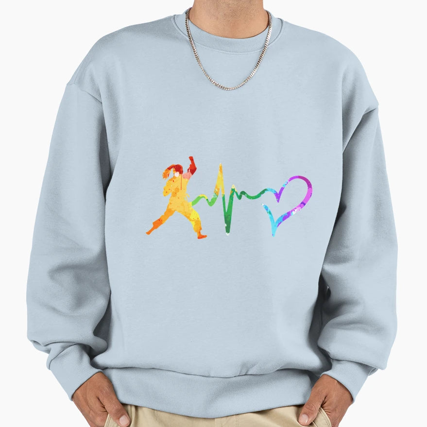 Taekwondo Heartbeat Watercolor Gift Sweatshirt - Unique Graphic Unisex - T-Shirt, Sweatshirt, Hoodie
