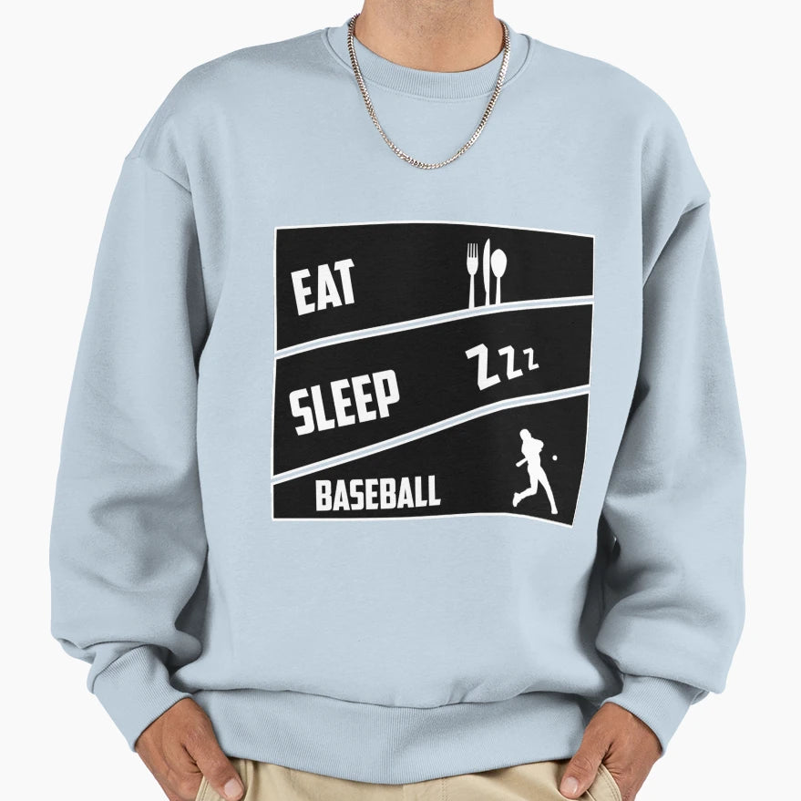 Eat Sleep Baseball Sweatshirt - Minimalist Print Men Women - T-Shirt, Sweatshirt, Hoodie