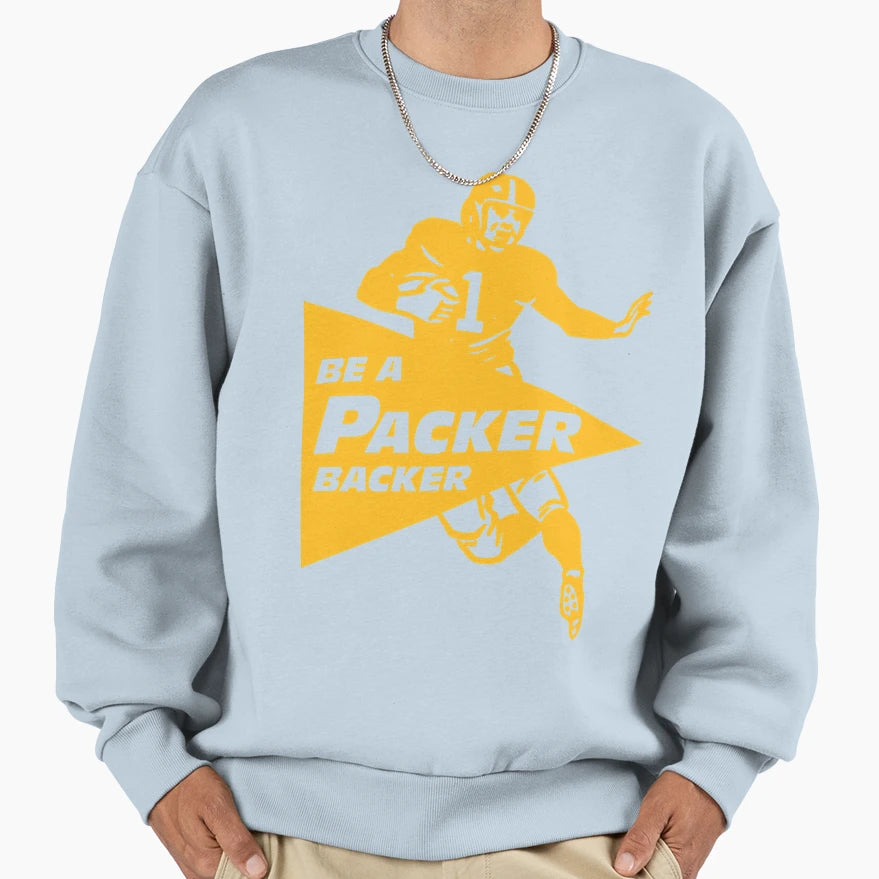 Be Packer Backer Runner Yellow Sweatshirt - Graphic Print for Adults - T-Shirt, Sweatshirt, Hoodie