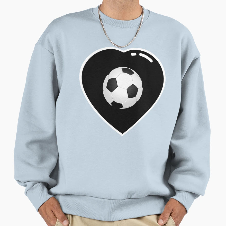 Soccer Football Black Heart Sweatshirt - Custom Art Print Men Women - T-Shirt, Sweatshirt, Hoodie