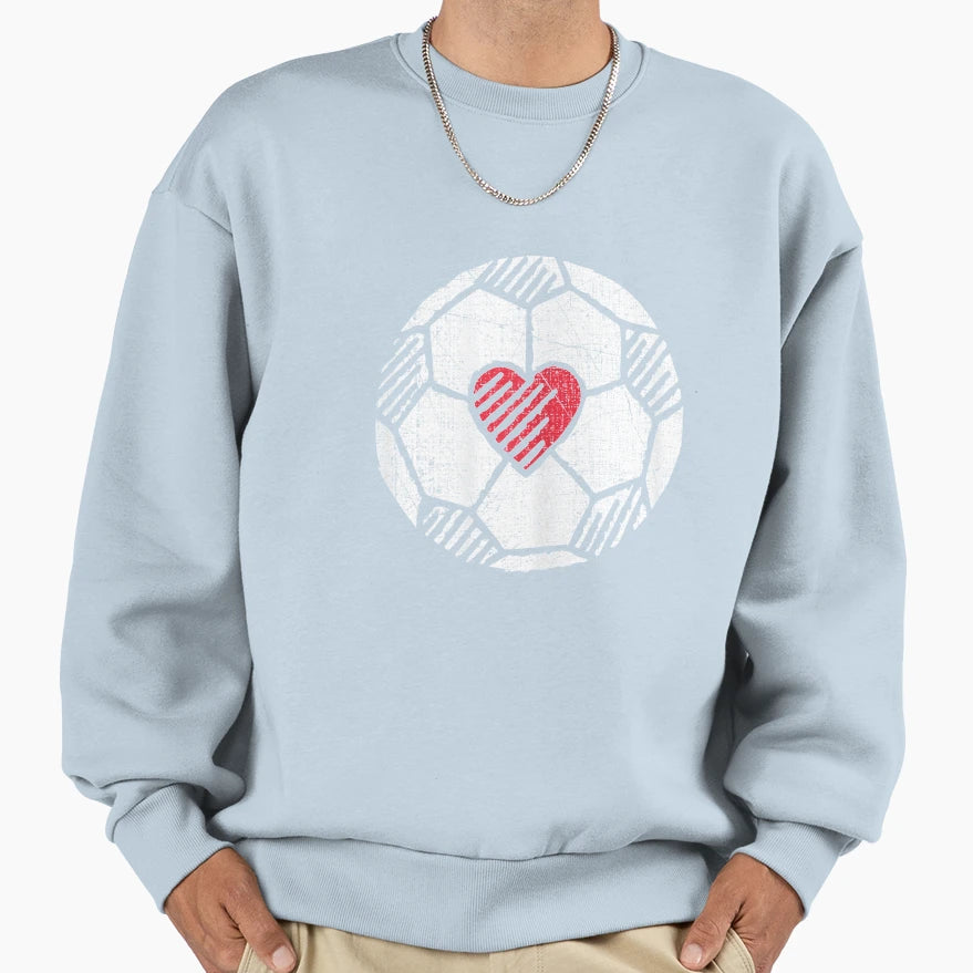 I Love Soccer Ball Red Heart Player Sweatshirt - Novelty Apparel Unisex - T-Shirt, Sweatshirt, Hoodie