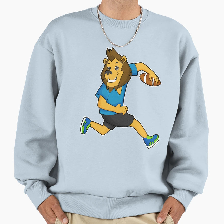Lion Rugby Player Football Sweatshirt - Novelty Apparel Men Women - T-Shirt, Sweatshirt, Hoodie