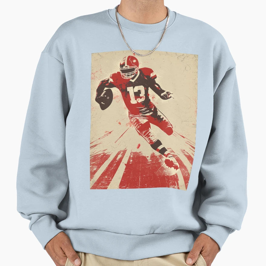 Red Zone Runner Gridiron Art Sweatshirt - Trendy Graphic for Adults - T-Shirt, Sweatshirt, Hoodie