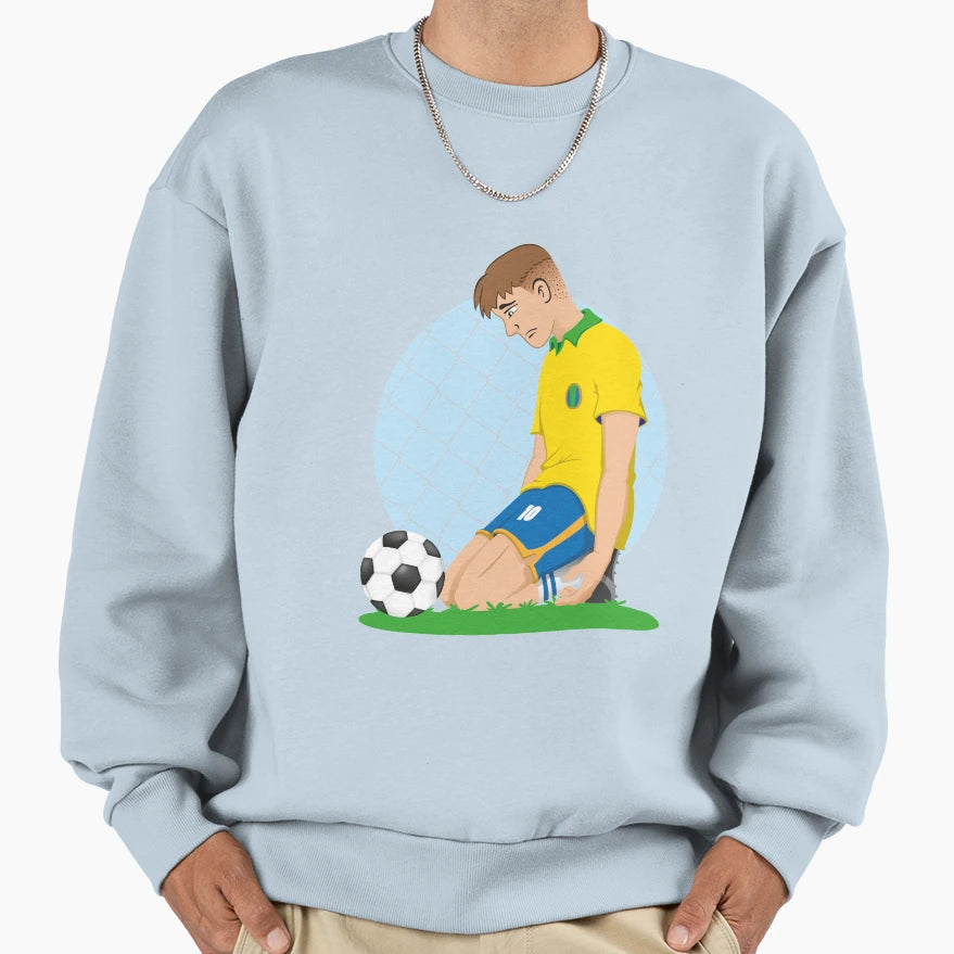 Soccer Player Sad Brazil Knee Front Sweatshirt - Fun Novelty Design Unisex - T-Shirt, Sweatshirt, Hoodie
