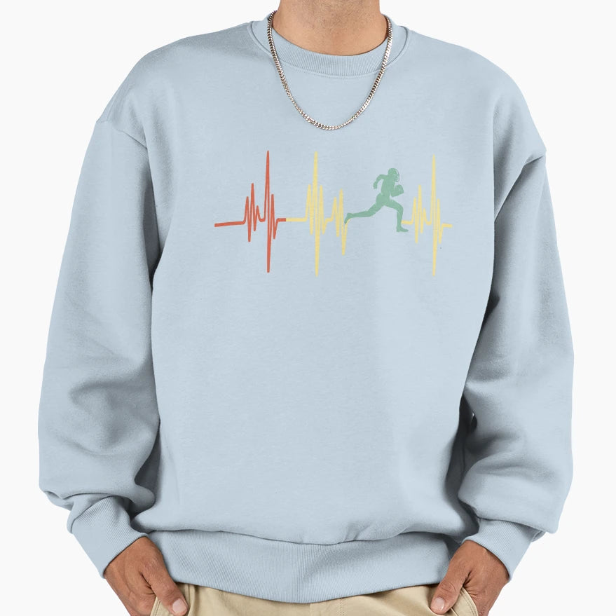 Heart Beating Football Sport Lovers Sweatshirt - Custom Art Print Men Women - T-Shirt, Sweatshirt, Hoodie
