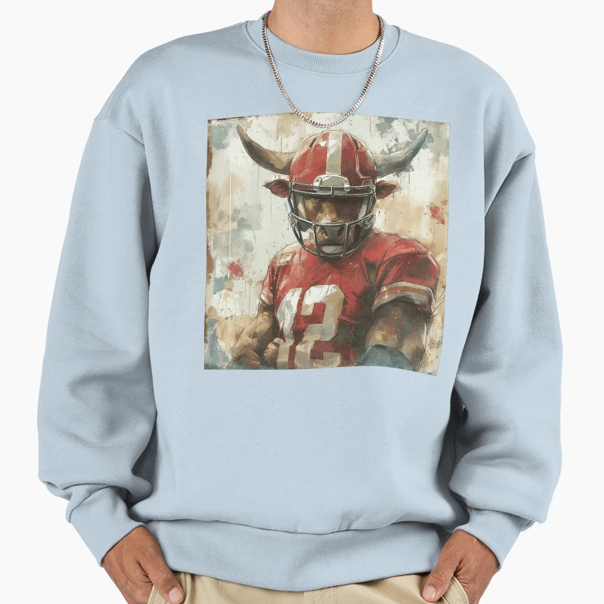 Bull As American Football Player Sweatshirt - Graphic Print Men Women - T-Shirt, Sweatshirt, Hoodie