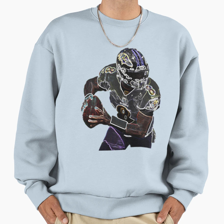 Lamar Jackons Raven Fan Art Sweatshirt - Fun Novelty Design for Adults - T-Shirt, Sweatshirt, Hoodie