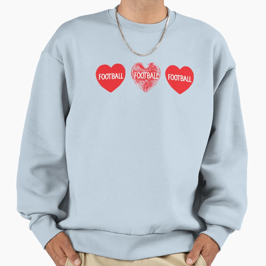 Love Football Hearts Sweatshirt - Minimalist Print Unisex - T-Shirt, Sweatshirt, Hoodie