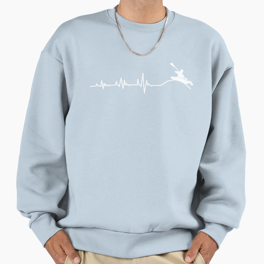 Kayak Heartbeat Sweatshirt - Fun Novelty Design Men Women - T-Shirt, Sweatshirt, Hoodie