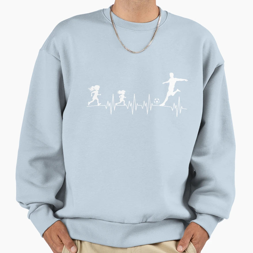 Father 2 Daughters Football Heartbeat T-Shirt - Novelty Apparel Men Women - T-Shirt, Sweatshirt, Hoodie