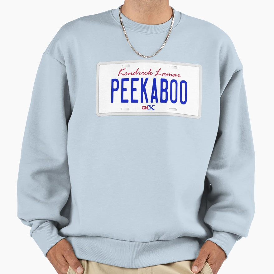 Peekaboo License Plate Sweatshirt - Novelty Apparel Men Women - T-Shirt, Sweatshirt, Hoodie