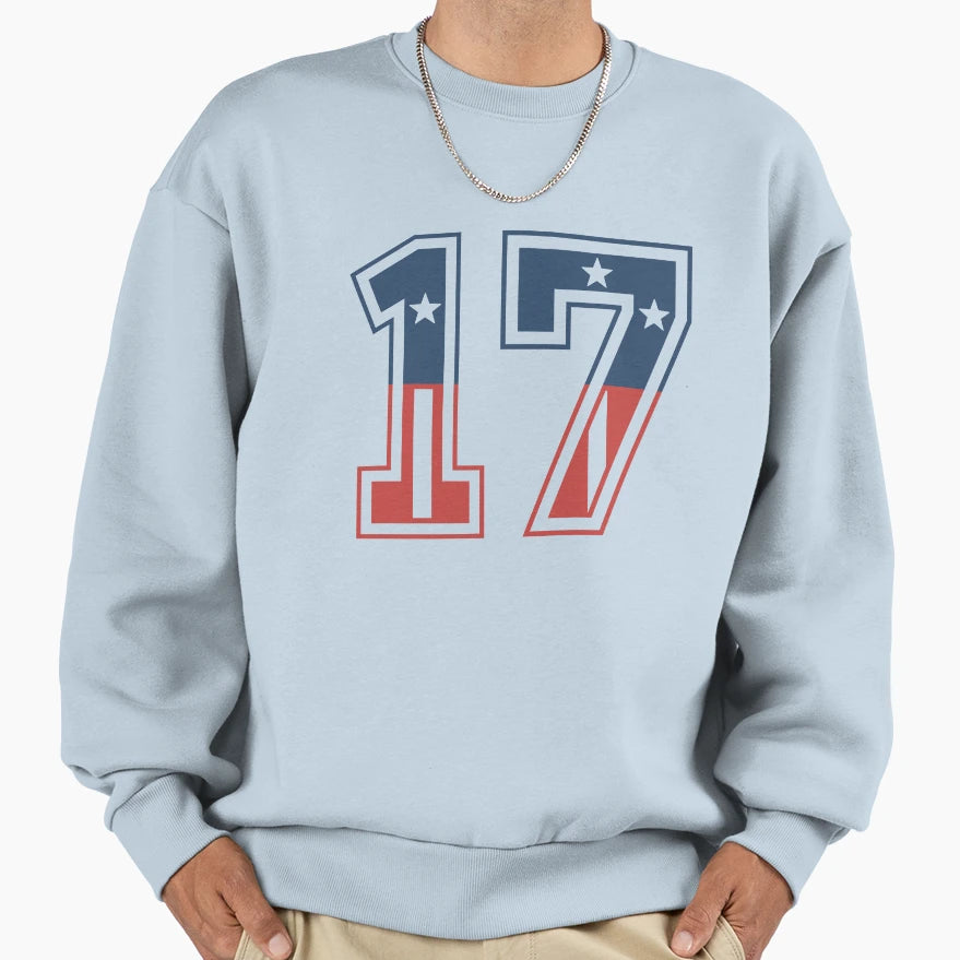 Number 17 Usa Sweatshirt - Novelty Apparel Unisex - T-Shirt, Sweatshirt, Hoodie