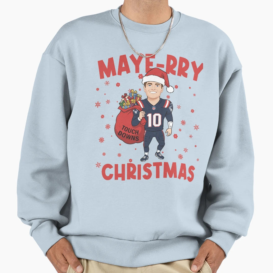 Drake Maye Santa Claus Touch Downs Sweatshirt - Minimalist Print Unisex - T-Shirt, Sweatshirt, Hoodie