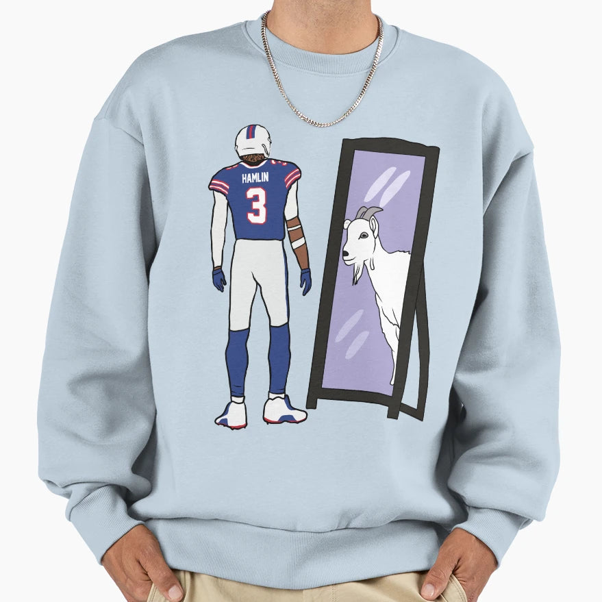Damar Hamlin Mirror Goat Sweatshirt - Casual Everyday Wear Men Women - T-Shirt, Sweatshirt, Hoodie