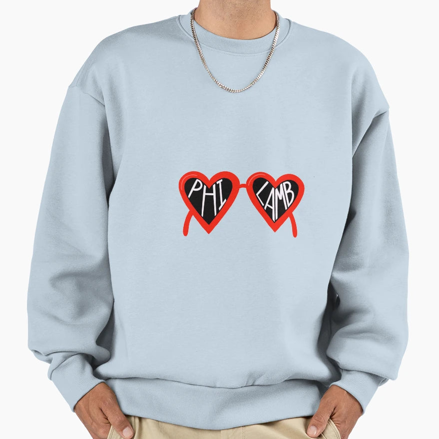 Heart Glasses Phi Lamb Red Sweatshirt - Custom Art Print for Adults - T-Shirt, Sweatshirt, Hoodie