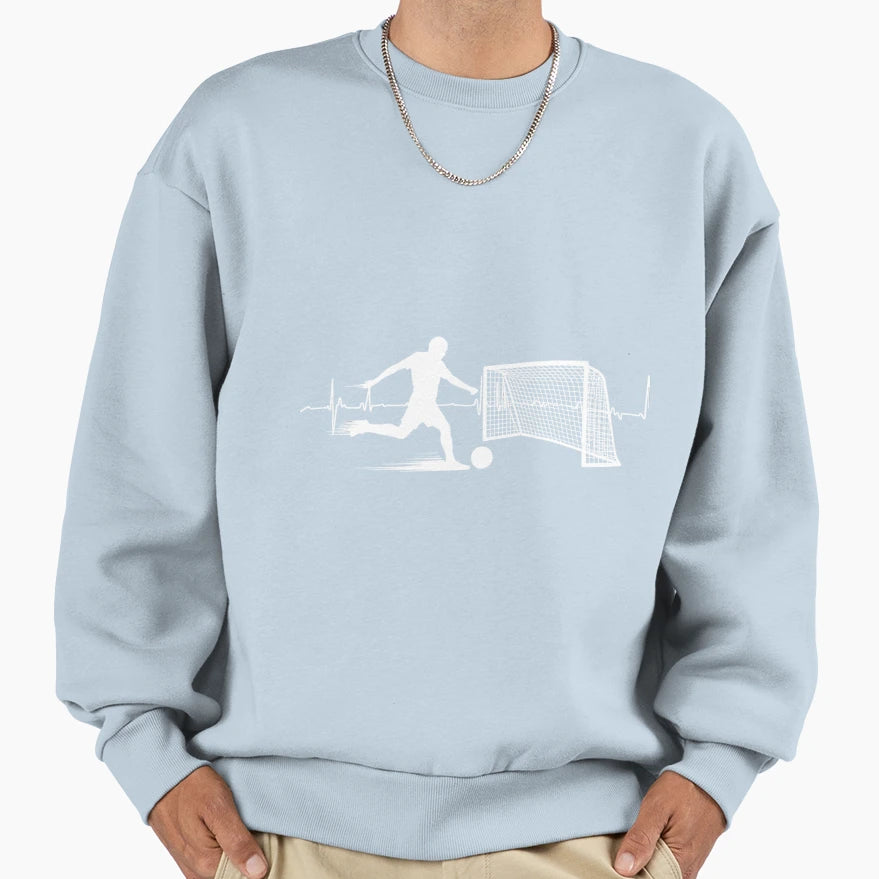 Soccer Player Heart Pulse Sport Sweatshirt - Aesthetic Graphic for Adults - T-Shirt, Sweatshirt, Hoodie
