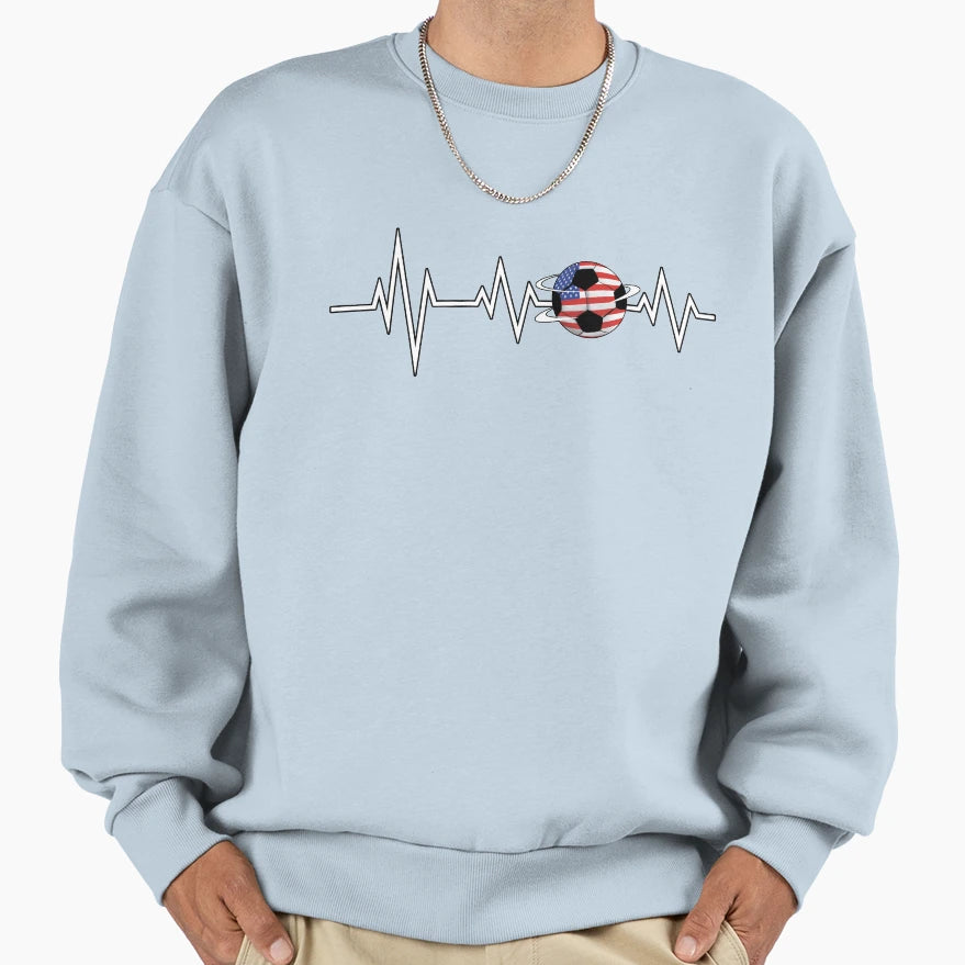 Ekg Soccer Usa Ensign Cardiologist Sweatshirt - Trendy Graphic Unisex - T-Shirt, Sweatshirt, Hoodie
