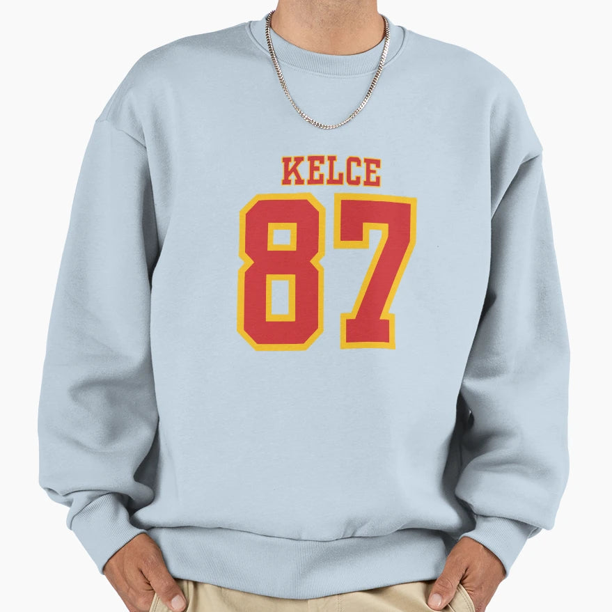 Kelce 87 Jersey Nfl Chiefs Sweatshirt - Custom Art Print for Adults - T-Shirt, Sweatshirt, Hoodie
