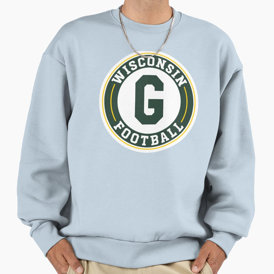 Wisconsin Football Round Badge Sweatshirt - Aesthetic Graphic Men Women - T-Shirt, Sweatshirt, Hoodie